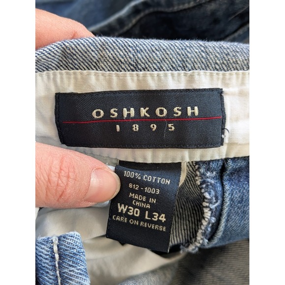 Osh Kosh B'Gosh Denim Bib Overalls Carpenter Red Stitch 30x34 - Picture 5 of 9